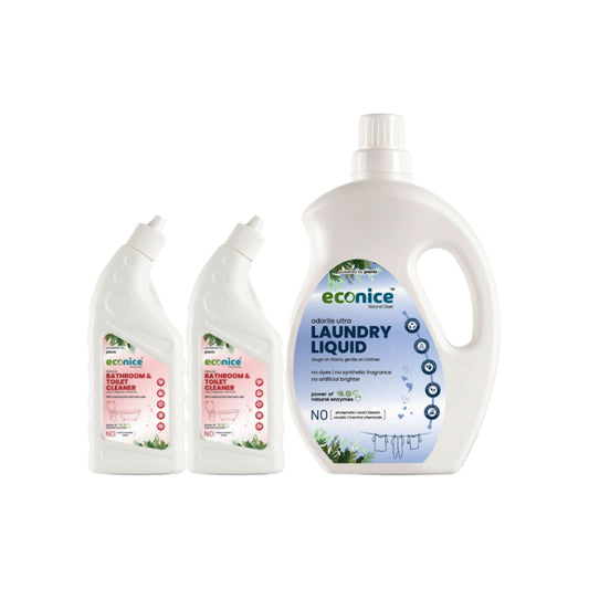 Combo | Natural Laundry Liquid | Natural Bathroom & Toilet Cleaner